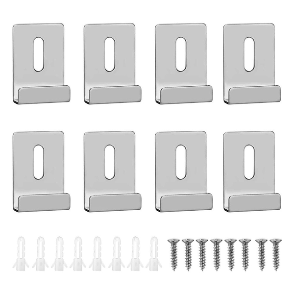 8Pcs Mirror Clips for Wall Mounting, Metal Mirror Holder Clips Hooks Framel