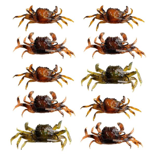 10Pcs Artificial Crab Baits 3D Lures With Sharp Hooks Sea Fishing