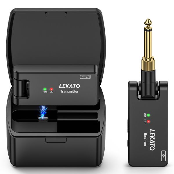 LEKATO 2.4GHz Wireless Guitar Transmitter Receiver Charging Box