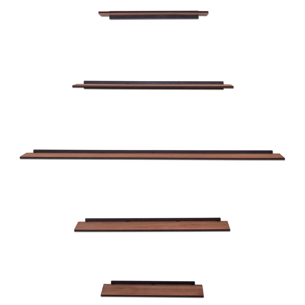 db Creative Floating display shelves (set of 5 wall shelves) Walnut