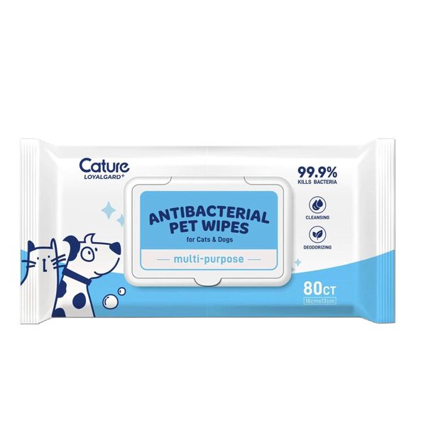 Cature Antibacterial Pet Wipes 80 Sheets