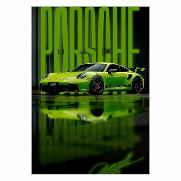 Green Porsche Poster - A1