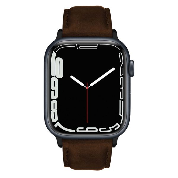Premium Leather Strap for Black 45mm Apple Watch Series 9 / 8 / 7 - Navy