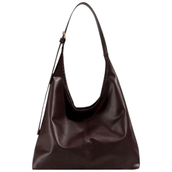 Large Capacity Luxe Slouch Shoulder Bag - Brown
