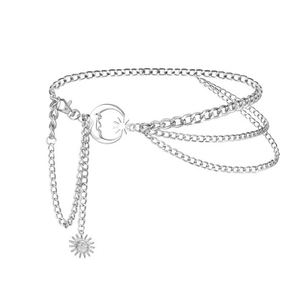 Waist Chain Belt, Layered Metal Waist Chain Belt, for Dress Jeans