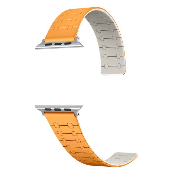 Magnetic Orange Quality Silicone Apple Watch Band In 44/45/46 &amp; 49mm