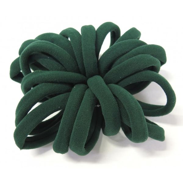 Dark Green Soft Elastic Hair Bands - 72 Piece