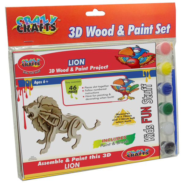3D Wood &amp; Paint Set - Lion