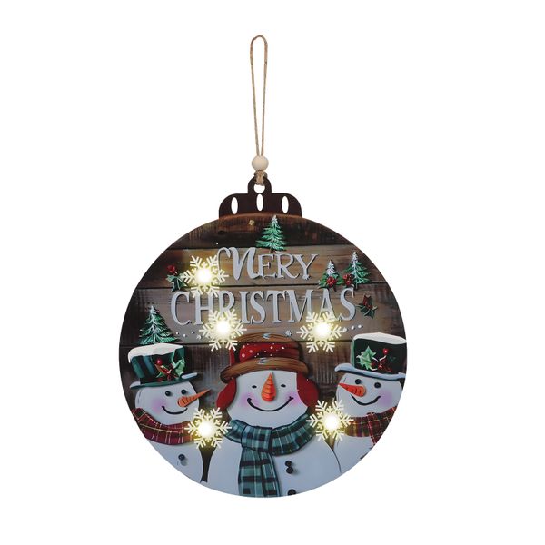 Christmas Wall-Mounted Round Light-Up Wooden Hanging Ornament