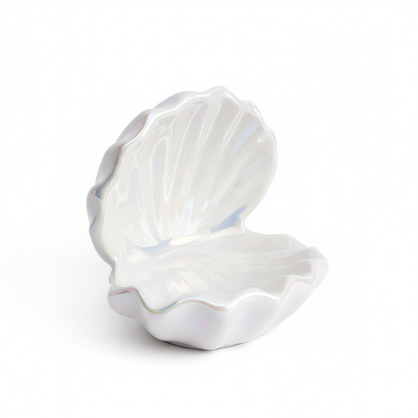 Ethereal Pearlescent Shell Jewelry &amp; Desk Organizer - White