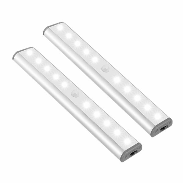 2Pcs 10-LED Light Wireless LED Under Cabinet Lights Motion Sensor Activated