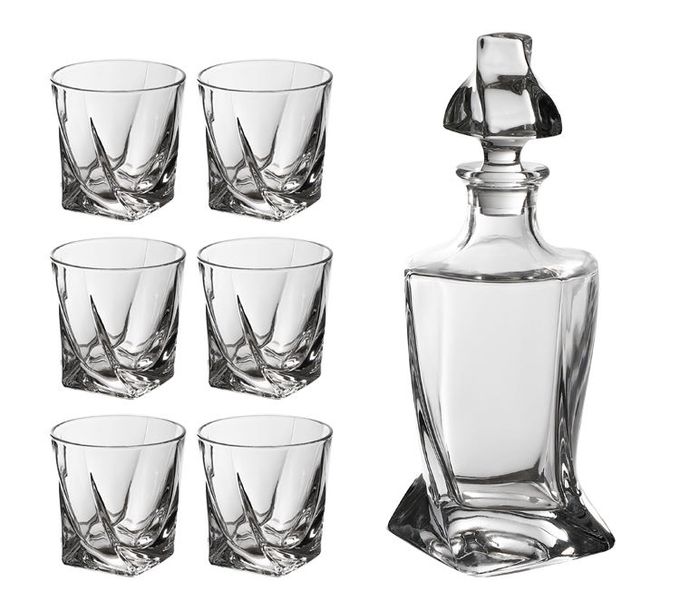 Bar Visor - Crystal Whiskey Decanter 7 Piece Set Decanter and 6 Glasses