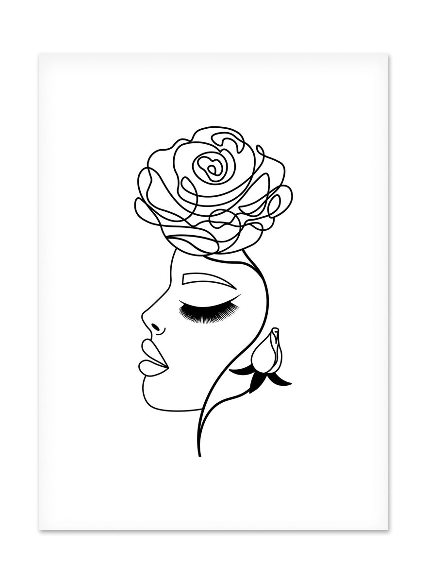 Wall Art: Line Art - Abstract Floral Face
