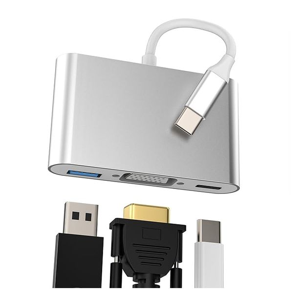 USB-C / Type-C to VGA Adapter 3 in1 with PD and USB3.0