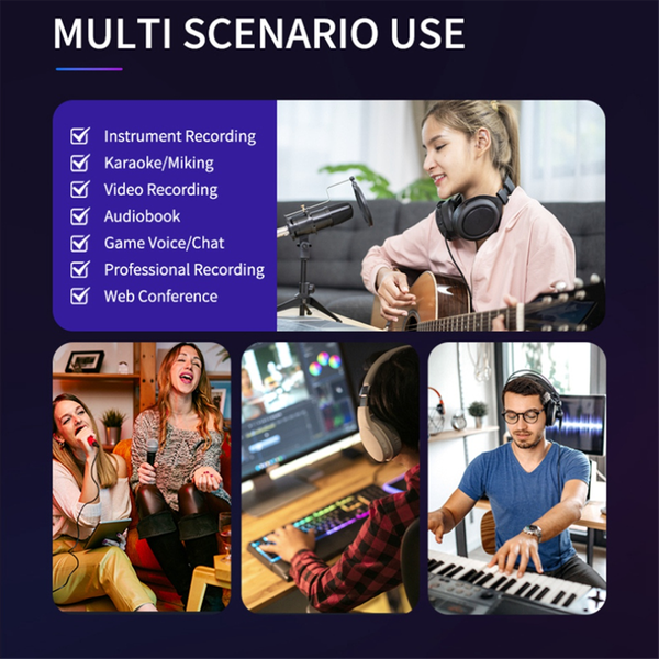 Professional 36Bit 384Khz Audio Interface 2 in 2 Out Usb Sound Card