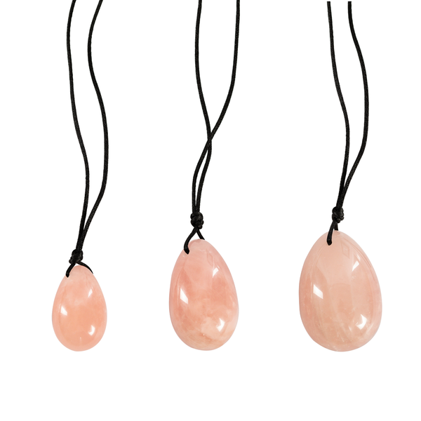 Celluvac Rose Quartz Yoni Eggs - set of 3 with strings