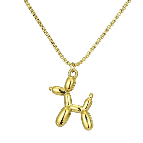 Dreamshow Jewelry Puppy Pendant Necklace - PVD Gold Plated Stainless Steel Image