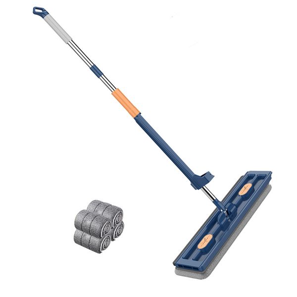 Large Flat Mop Wringing Function 360 Swivel Floor Mops, Wet &amp; Dry Mop-Blue
