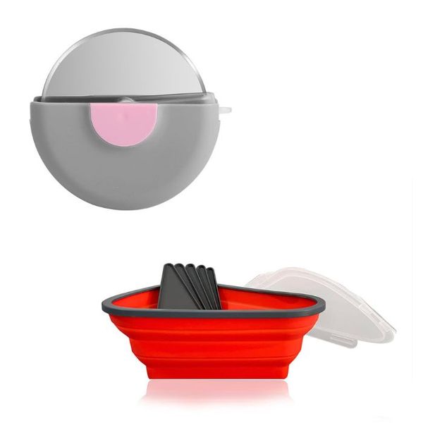 Pizzeria Essentials: Round Roller Pizza Cutter &amp; Foldable Slice Container