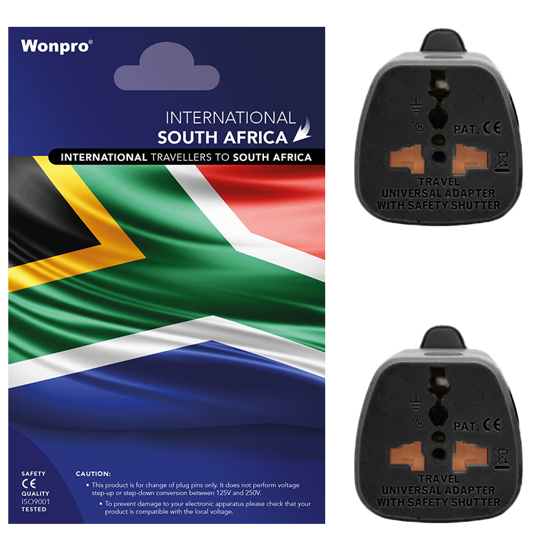 Travel Adapters for International Travellers Visiting South Africa - 2 Pack