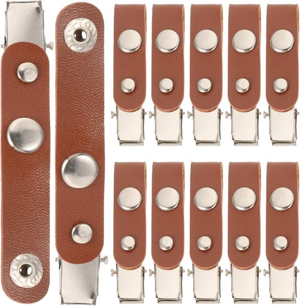50 Pieces Metal Leather Work Id Holders with Clip Portable Name Badge