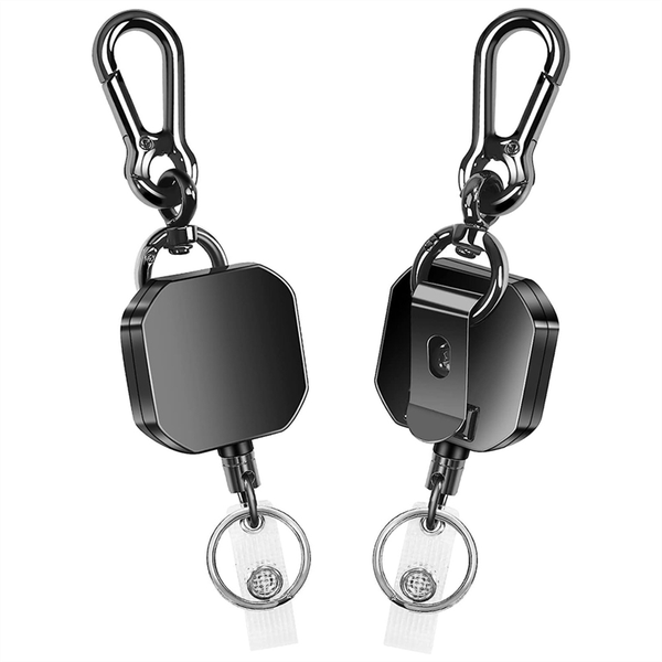 2 Pack Retractable Keychain Heavy Duty Metal Id Badge Holder Key Reel