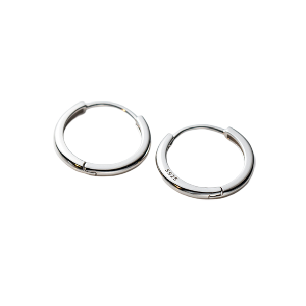 Solid 925 Sterling Silver Simple Elegant Hoop Earrings - Gold or Silver