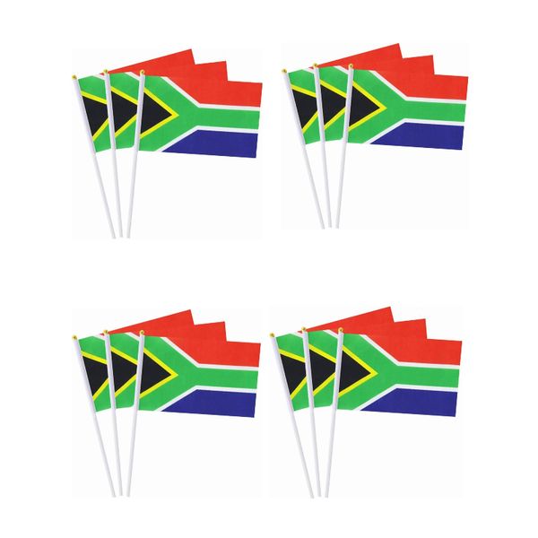 12 Pieces of South African Flags, 14x21 CM in Size, with Poles