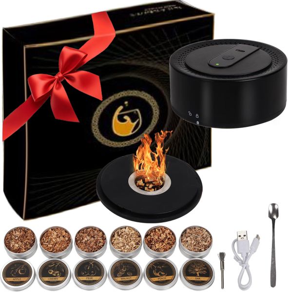 Electric Whiskey Smoker Kit Built-in Lighter with 6 Flavors Wood Chips