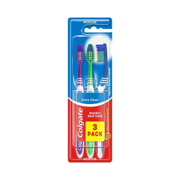 Colgate Extra Clean Medium Toothbrushes 3-Pack