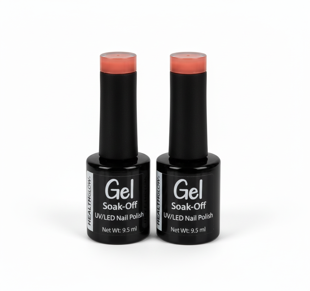 Healthglow Coral Gel Nail Polish 9.5ml - Long-Lasting UV Finish - 2 Pack
