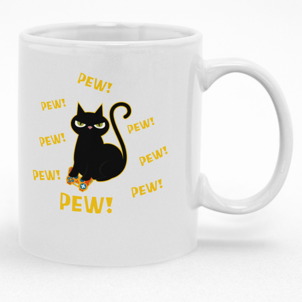 Pew! Pew! Pew! Pew! Mug - Gift Idea for Cat and Gamers