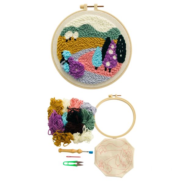 Spring Landscape - Punch Needle Embroidery Wool Art DIY Craft Kit Tapestry
