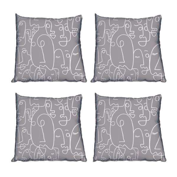 Imaginate - Face Line Art White Scatter Cushion Covers - 4 Piece