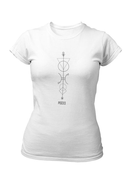 PepperSt Ladies White T-Shirt - Pisces