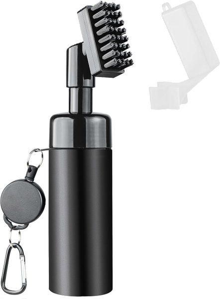 Golf Club Cleaning Brush with Spray and Retractable Clip