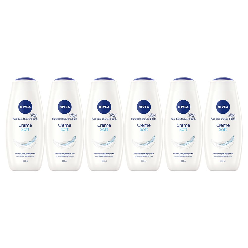 NIVEA Creme Soft Shower Cream Body Wash with Natural Almond Oil, 6x500ml Shop Today. Get it