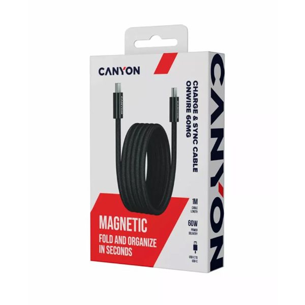 Canyon CCMG60 Magnetic USB-C to USB-C Fast Charge &amp; Sync Cable 60W 1m