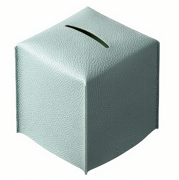 Square Tissue Box Cover: PU Leather Holder 5"X5"X5" for Bathroom, Office