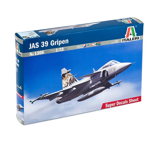 Italeri 1/72 JAS 39 Gripen Plastic Model Kit (SAAF Decals Included)