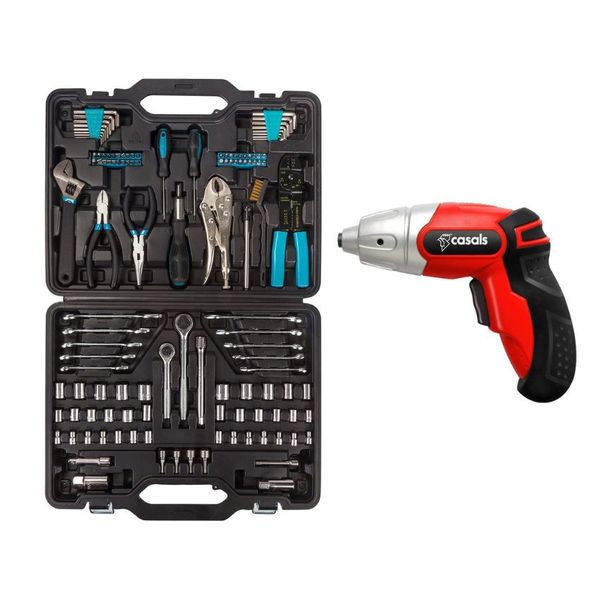 Bort - DIY Hand Tool Set - 123 Piece &amp; 10 Piece Cordless Screwdriver