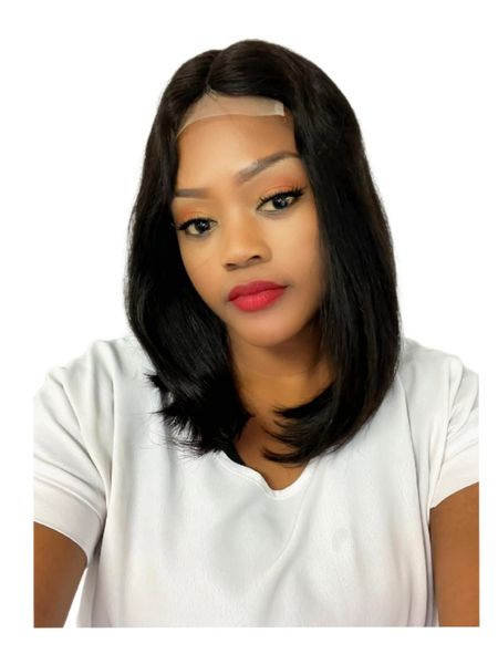 Brazilian 14inch Straight Middle Part Wig