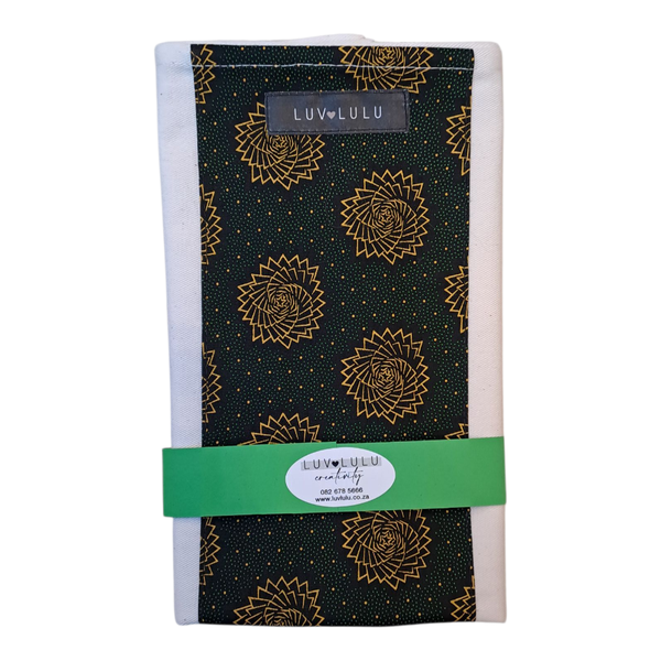 Gift Emporium Shweshwe Tea Towel - Green Spiral Pattern