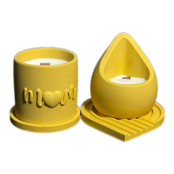Yellow-White Wax Lemon Candle