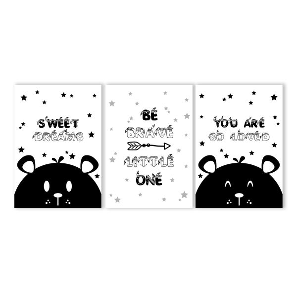Canvas Nursery Wall Art: Sweet Dreams - Be Brave Bear