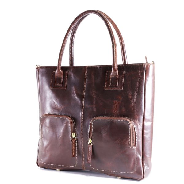 NUVO - Genuine Leather Aura laptop bag - Dark Cognac