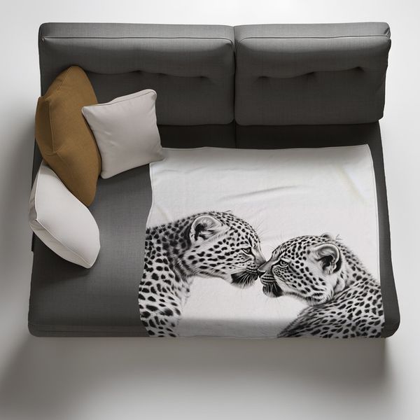 Tender Whiskers Leopard Babies Light Weight Fleece Blanket by Nathan Pieterse