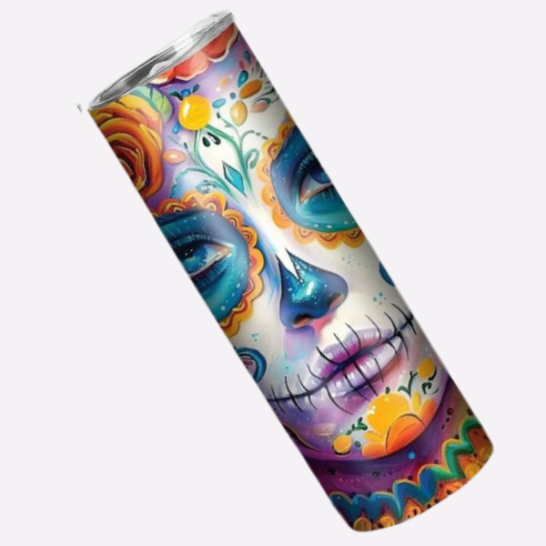 20oz Painted Face Flowers Printed Stainless Steel Tumbler