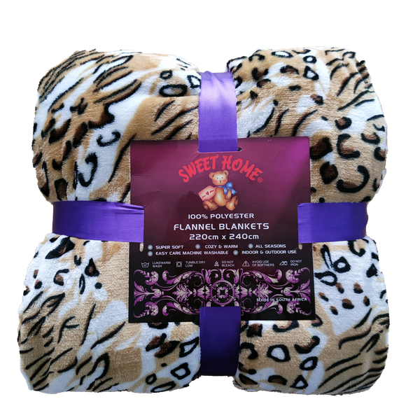 Oversized Leopard Ultra-Soft Flannel Blanket - Brown