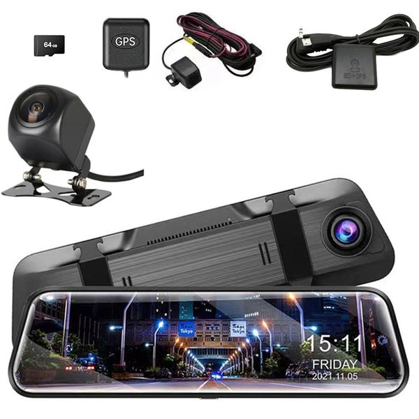 10" 1800P Smart Rear View irror Camera Dash Cam+WIFI